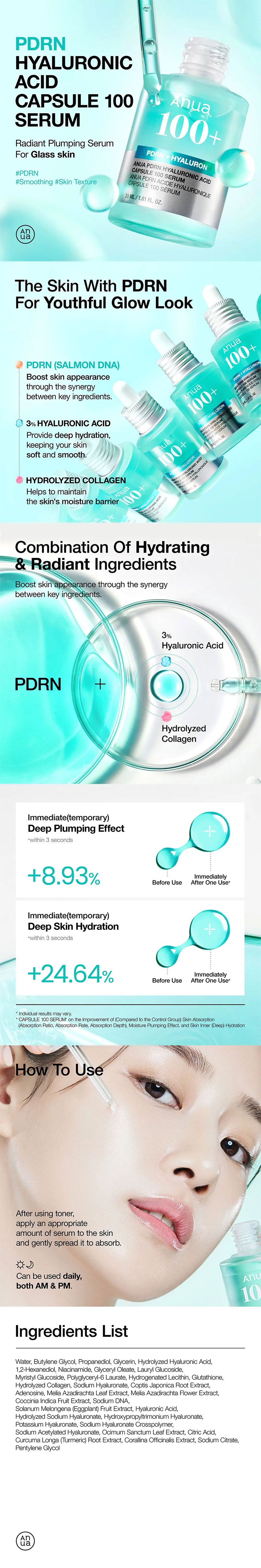 ANUA PDRN Hyaluronic Acid Capsule 100 Serum 30ml