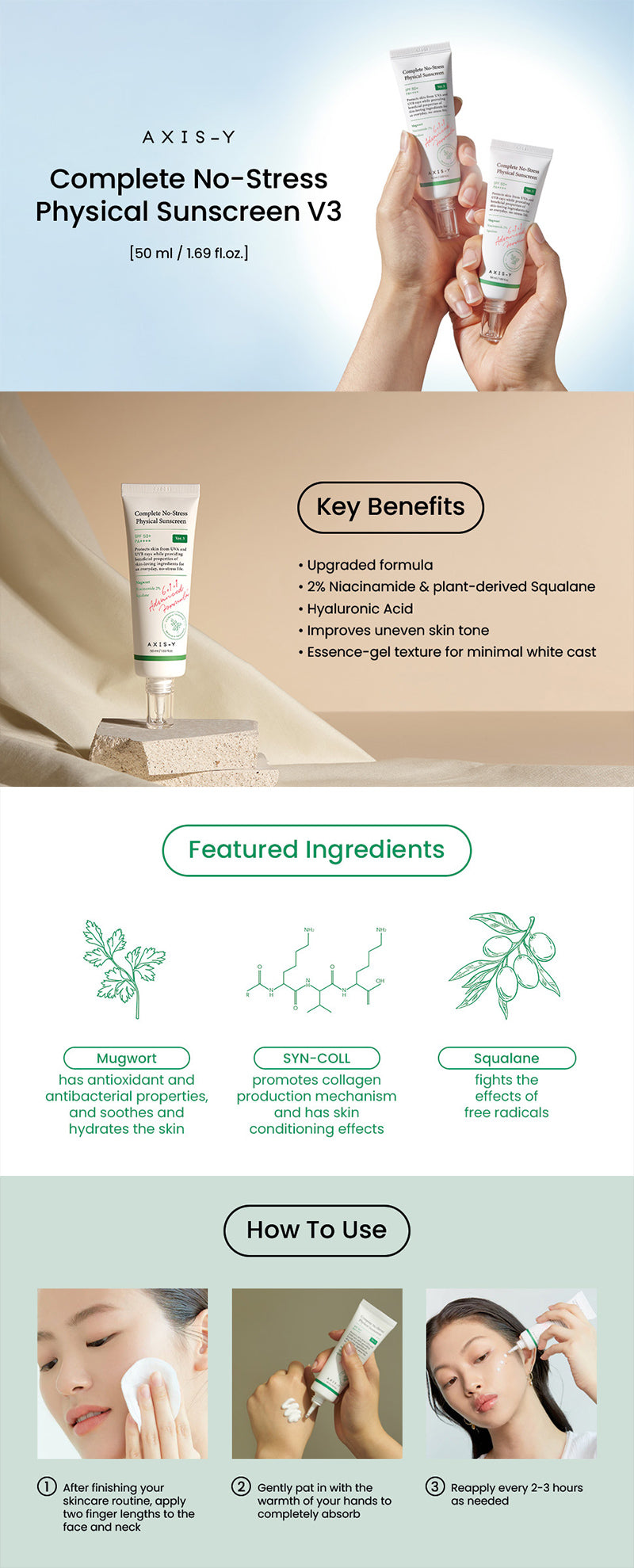 AXIS Y Complete No-Stress Physical Sunscreen 50ml