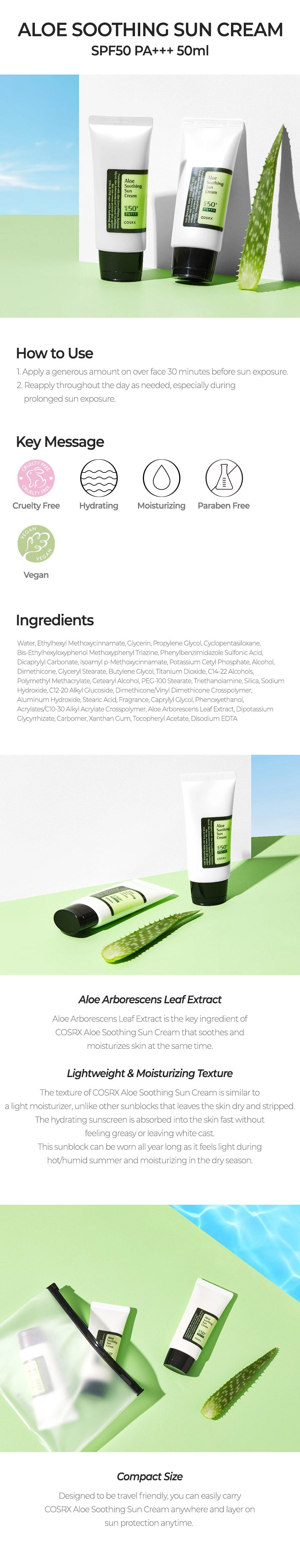 COSRX Aloe Soothing Sun Cream SPF50+ PA+++ 50ml