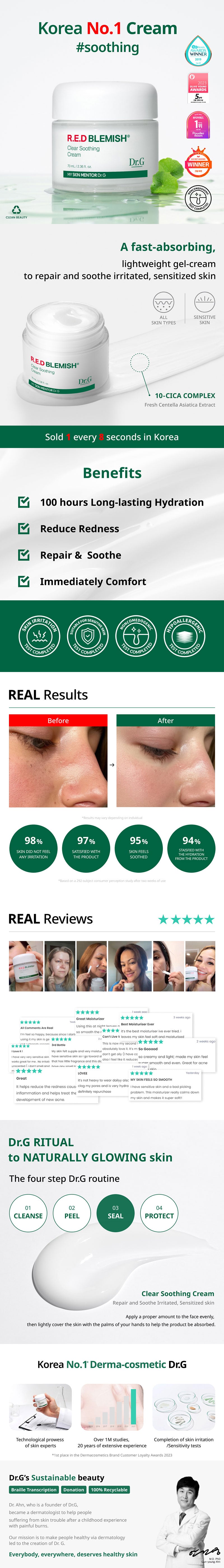 Dr.G Red Blemish Clear Soothing Cream 70ml (Jar)