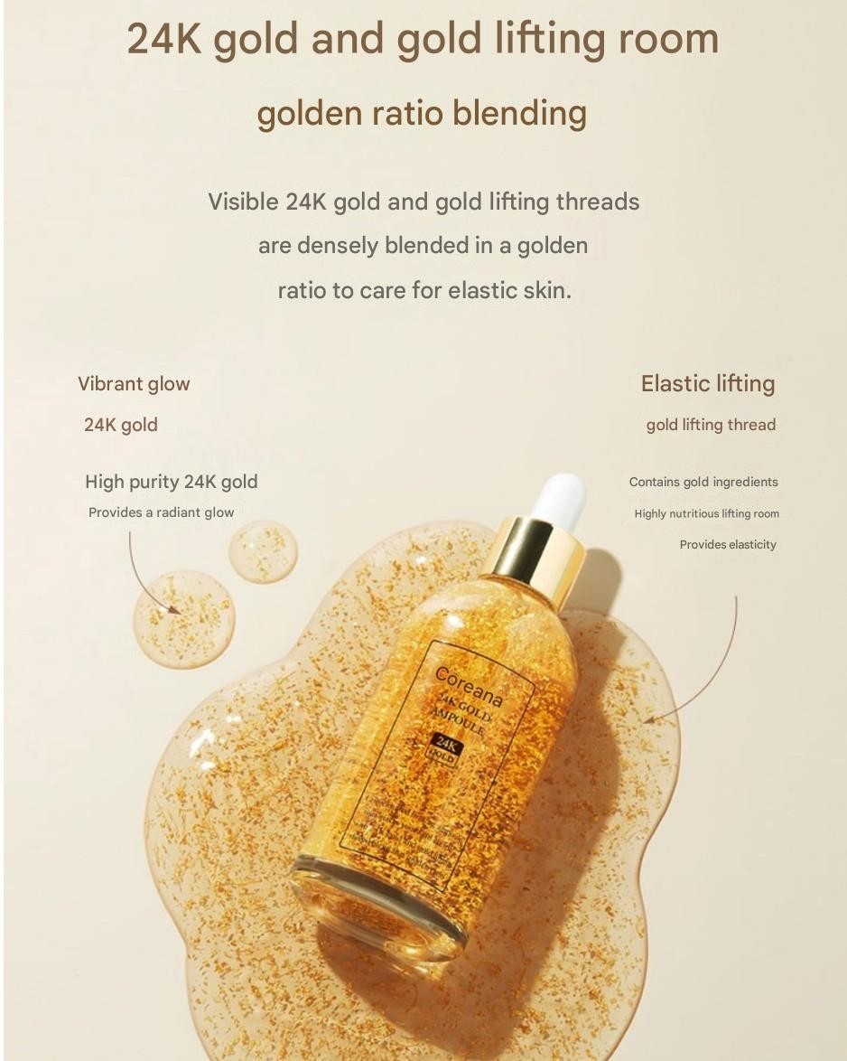 Coreana 24K Gold Ampoule 100ml Anti-Aging Brightening Korean Skincare Serum
